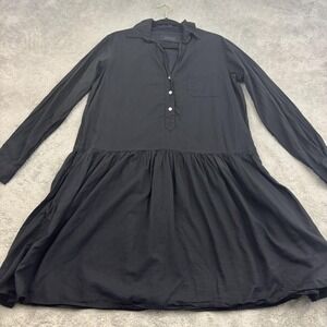 Grayson The Changemaker Dress Womens S Black Cotton Semi-sheer Pockets Oversized
